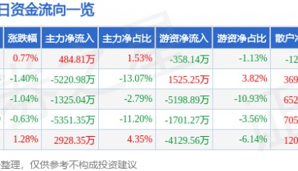 股票行情快报:神火股份(000933)7月8日主力资金净买入484.81万元