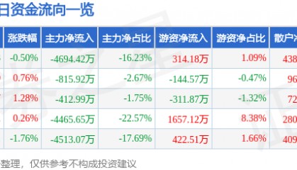 股票行情快报:实达集团(600734)8月20日主力资金净卖出4694.42万元