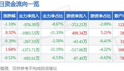 股票行情快报:朗玛信息(300288)7月22日主力资金净卖出976.39万元