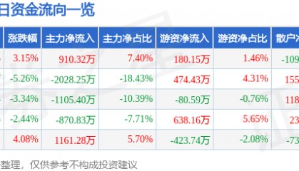 股票行情快报:沙河股份(000014)12月18日主力资金净买入910.32万元