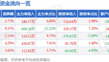 股票行情快报:ST广网(600831)6月9日主力资金净买入346.17万元