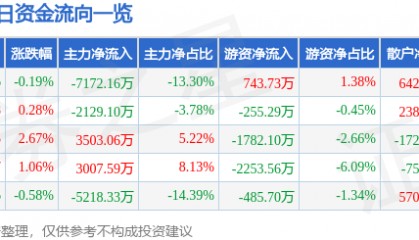 股票行情快报:网宿科技(300017)6月9日主力资金净卖出7172.16万元