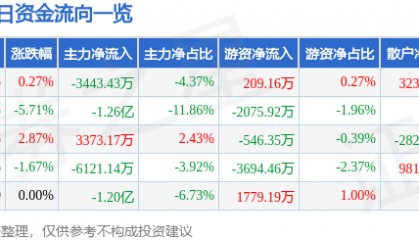 股票行情快报:露笑科技(002617)2月5日主力资金净卖出3443.43万元