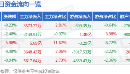 股票行情快报:京东方A(000725)1月9日主力资金净买入3573.77万元