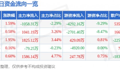 股票行情快报:神火股份(000933)8月13日主力资金净卖出1058.31万元
