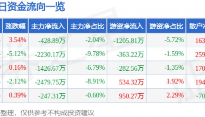 股票行情快报:东安动力(600178)2月19日主力资金净卖出428.89万元