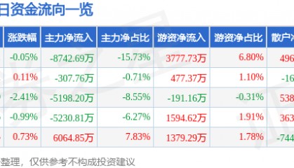 股票行情快报:神火股份(000933)7月30日主力资金净卖出8742.69万元