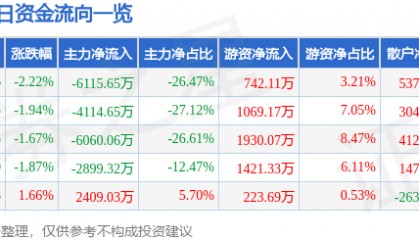 股票行情快报:实达集团(600734)7月31日主力资金净卖出6115.65万元