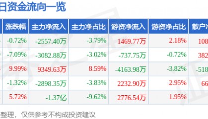 股票行情快报:宏昌电子(603002)8月22日主力资金净卖出2557.40万元