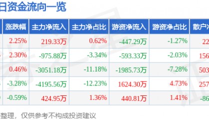 股票行情快报:建投能源(000600)5月20日主力资金净买入219.33万元