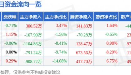 股票行情快报:恒源煤电(600971)8月26日主力资金净买入300.52万元
