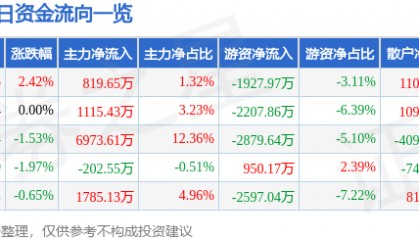 股票行情快报:神火股份(000933)6月24日主力资金净买入819.65万元