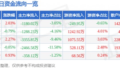 股票行情快报:顺网科技(300113)6月9日主力资金净卖出1180.02万元