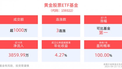 回调抢筹!黄金股票ETF基金(159322)翻红!