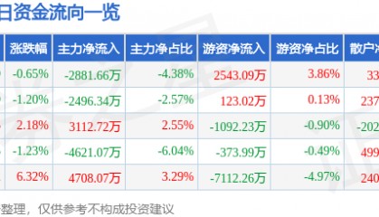 股票行情快报:长川科技(300604)3月10日主力资金净卖出2881.66万元