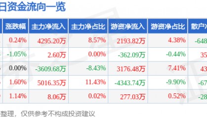 股票行情快报:神火股份(000933)6月16日主力资金净买入4295.20万元