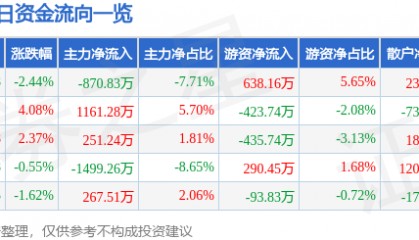 股票行情快报:沙河股份(000014)12月13日主力资金净卖出870.83万元