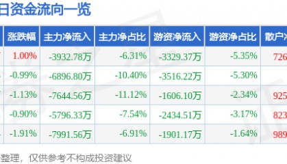 股票行情快报:特变电工(600089)12月6日主力资金净卖出3932.78万元