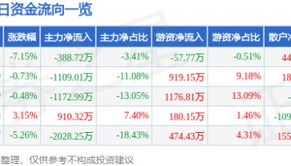 股票行情快报:沙河股份(000014)12月23日主力资金净卖出388.72万元